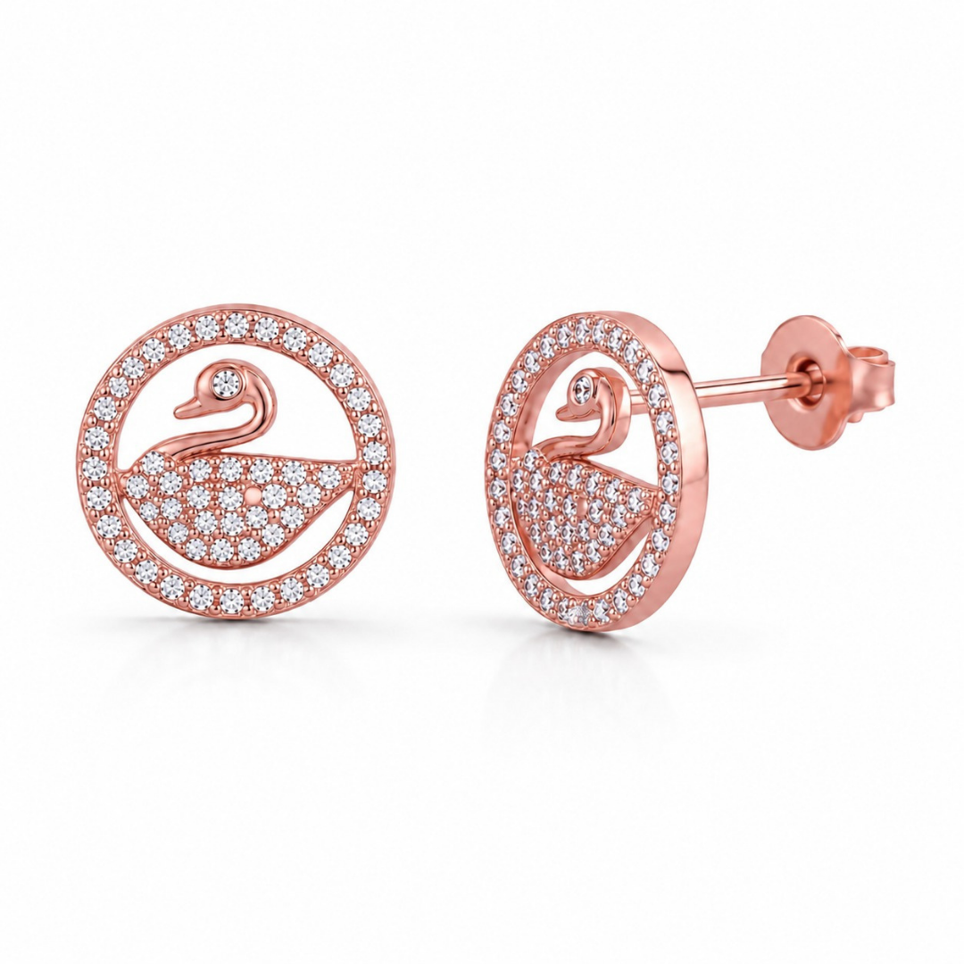 Swan Zircons Earring  (Made With 925 Silver)