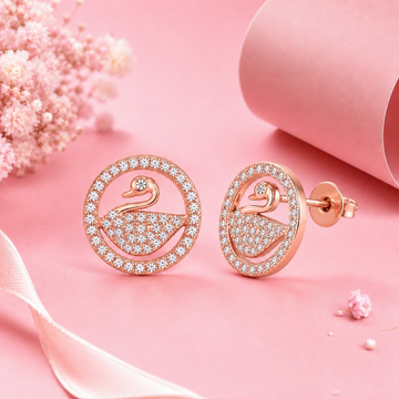 Swan Zircons Earring  (Made With 925 Silver)