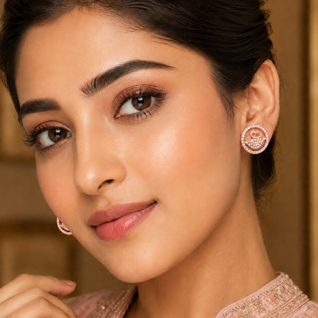 Swan Zircons Earring  (Made With 925 Silver)