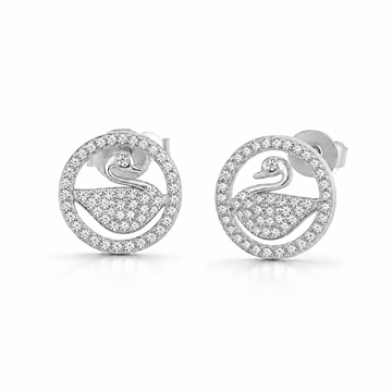 Swan Zircons Earring  (Made With 925 Silver)