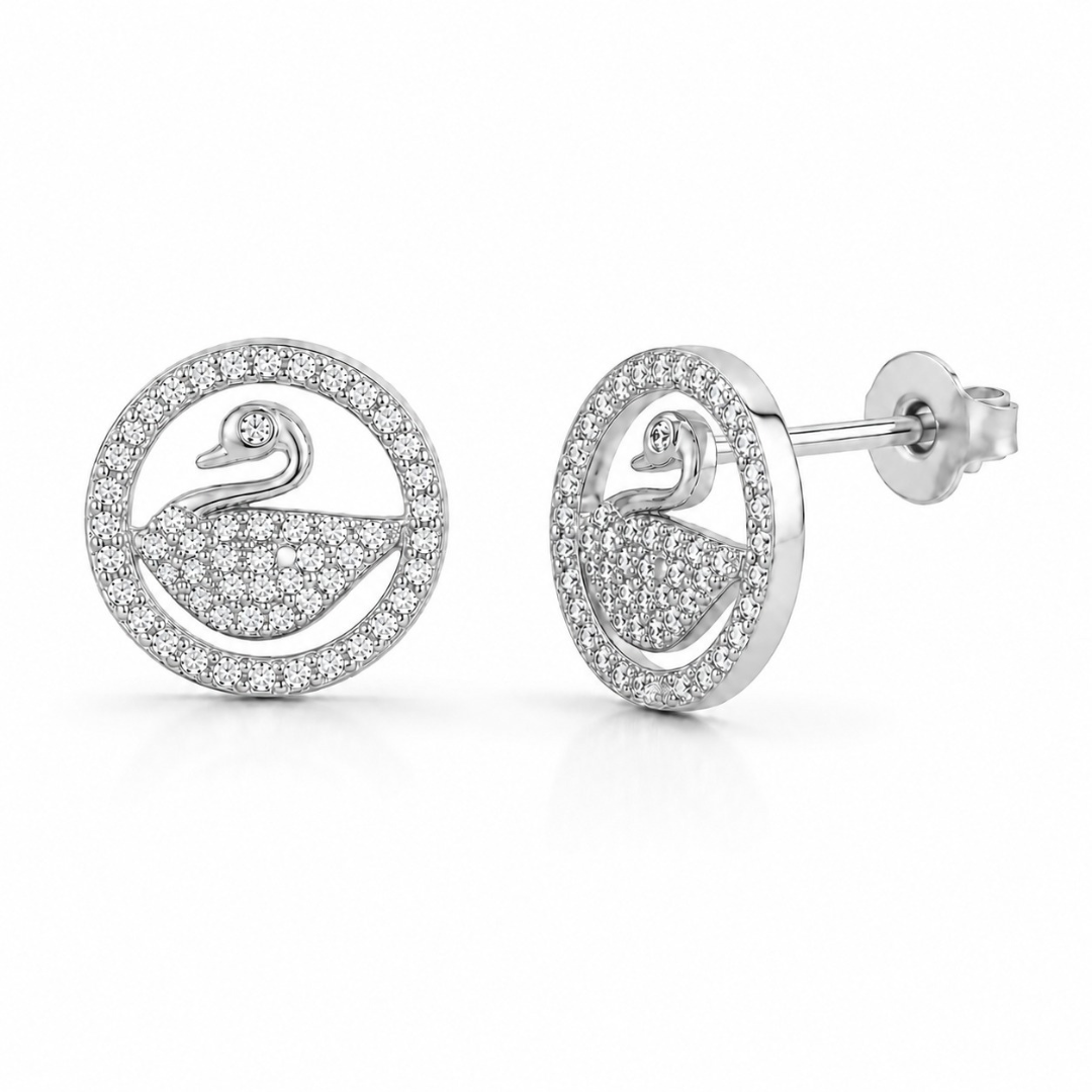 Swan Zircons Earring  (Made With 925 Silver)