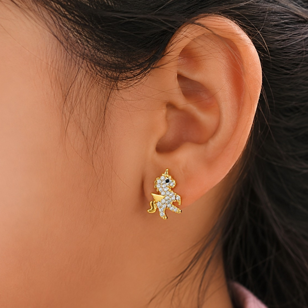 Pegasus Unicorn Stud Earrings (Made With 925 Silver)