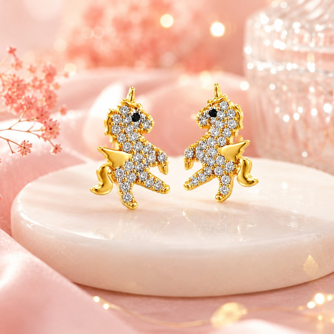 Pegasus Unicorn Stud Earrings (Made With 925 Silver)