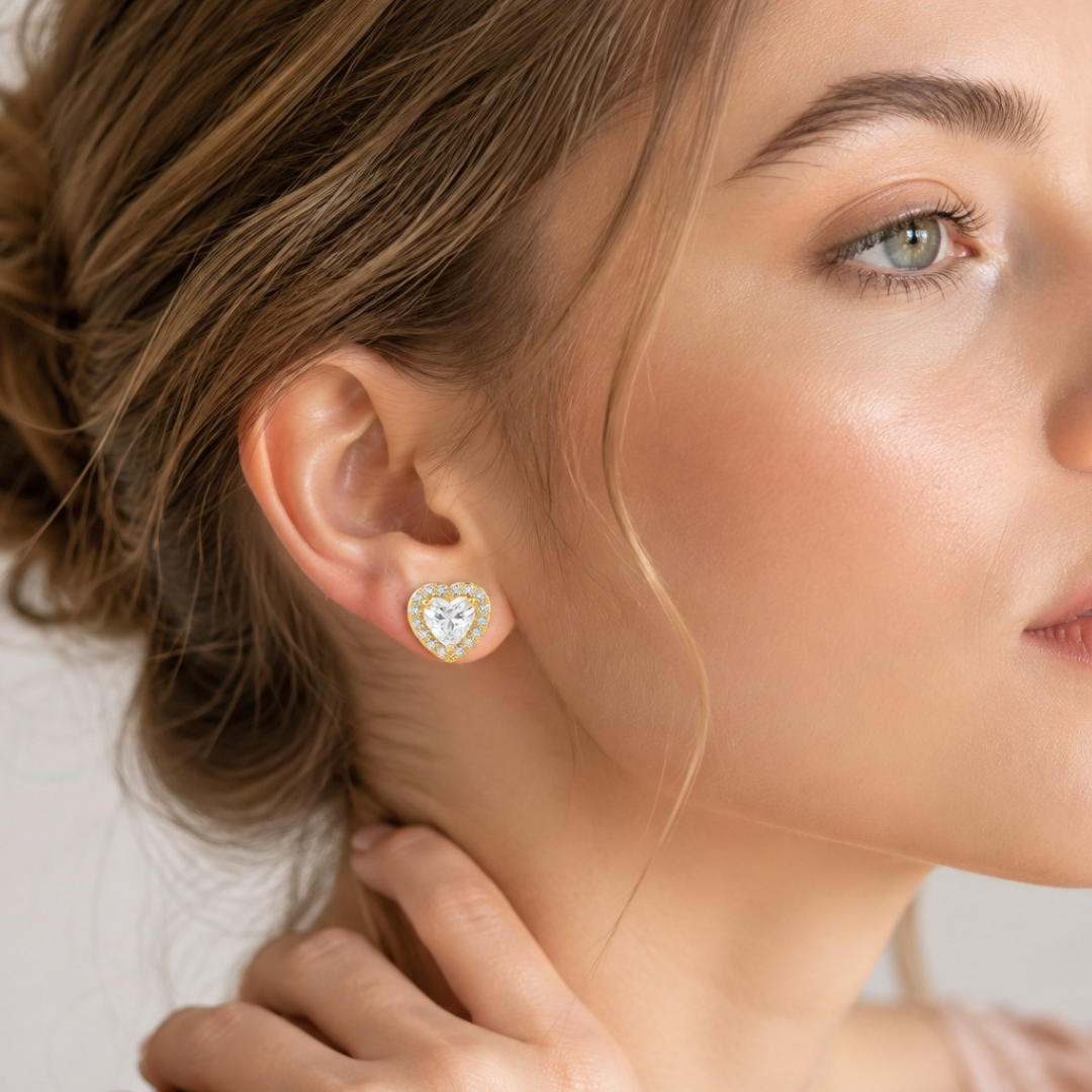 Eternal Heart Halo Earrings  (made with 925 silver)
