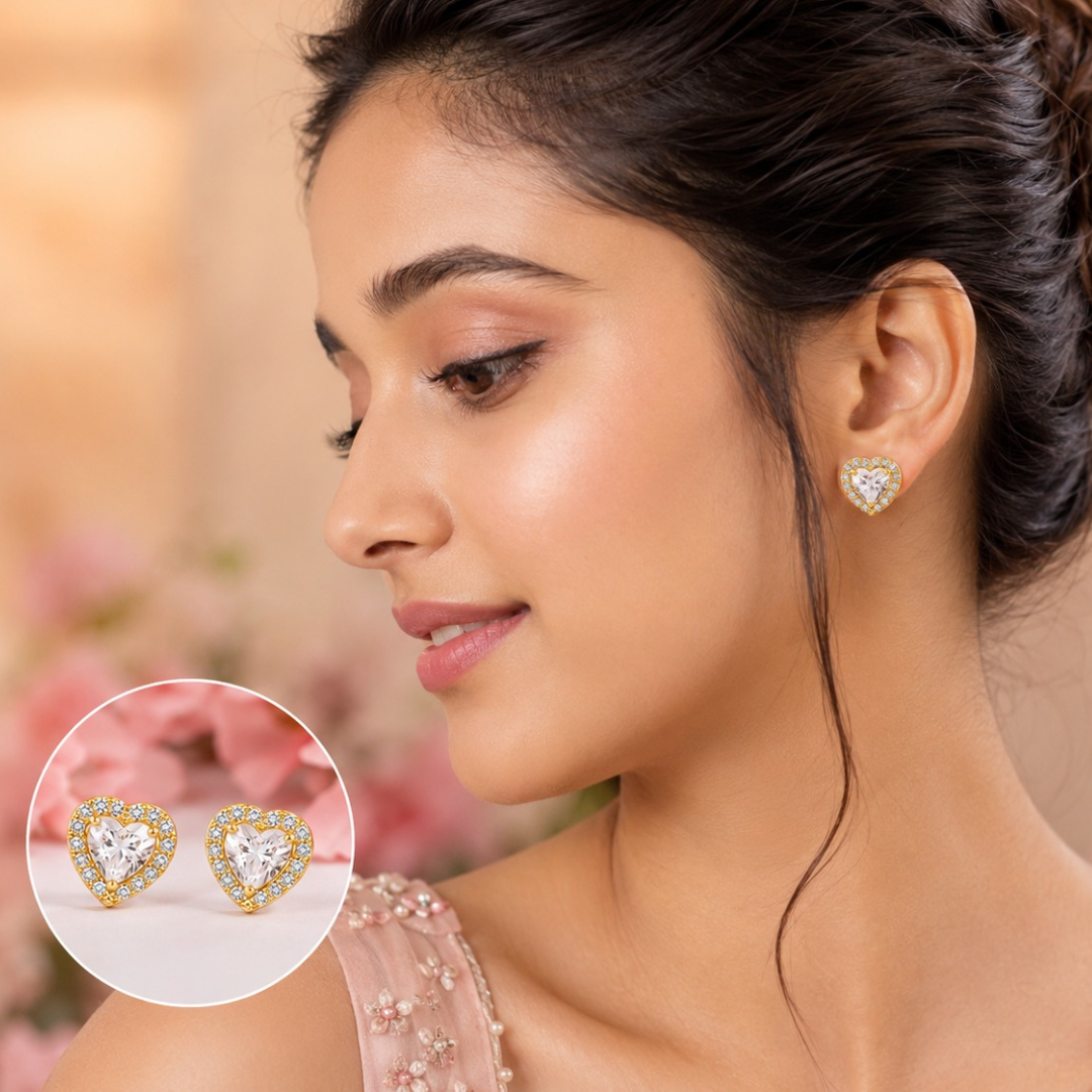 Eternal Heart Halo Earrings  (made with 925 silver)