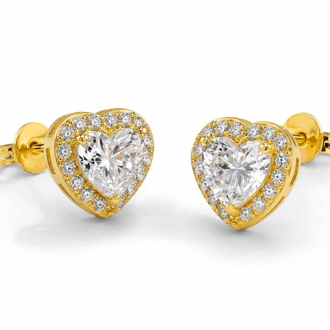 Eternal Heart Halo Earrings  (made with 925 silver)