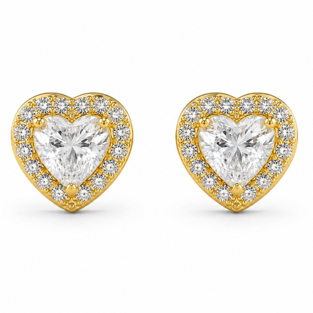 Eternal Heart Halo Earrings  (made with 925 silver)