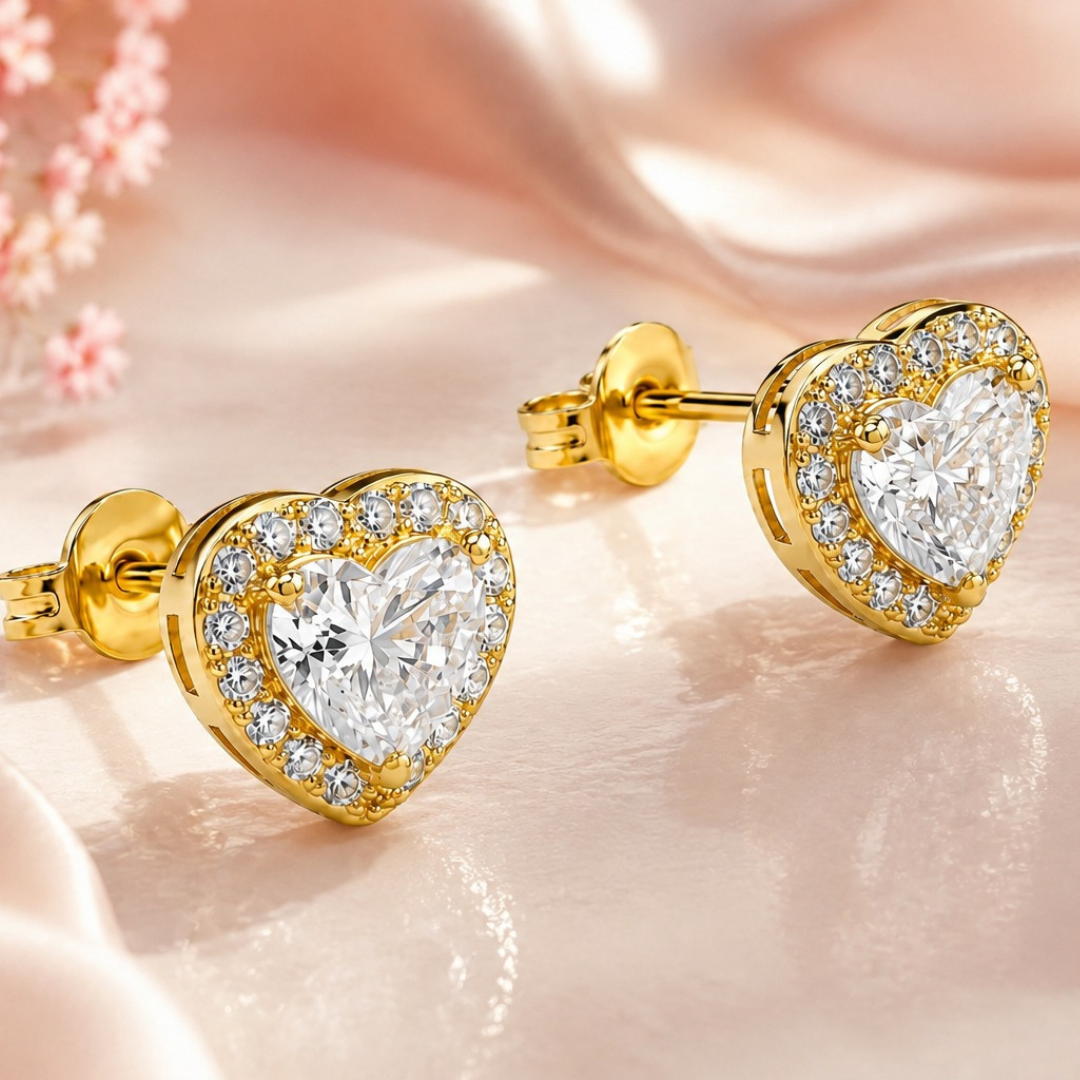 Eternal Heart Halo Earrings  (made with 925 silver)