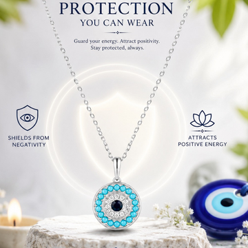 Azure Guardian Evil Eye Pendant (Made With 925 Silver)