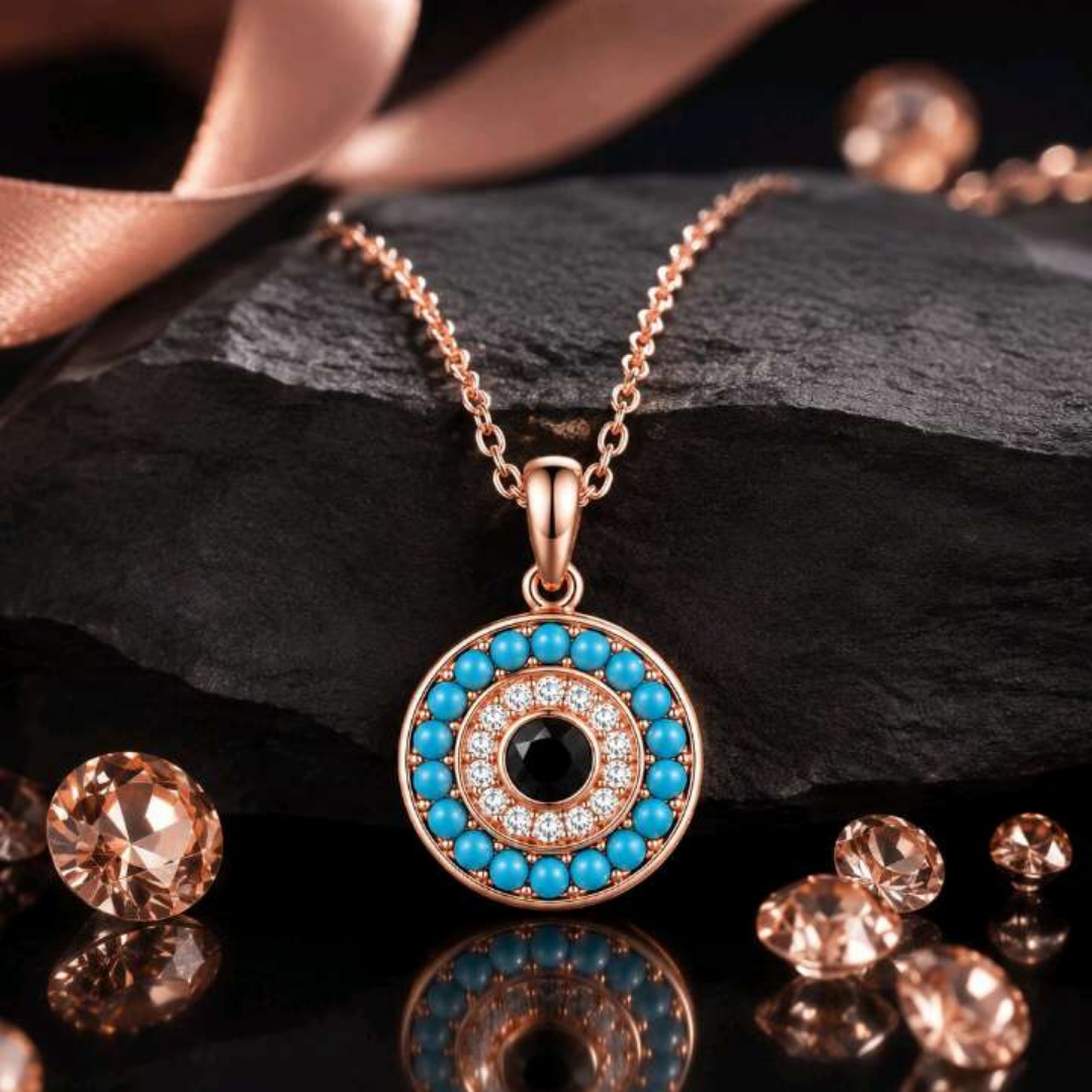 Azure Guardian Evil Eye Pendant (Made With 925 Silver)