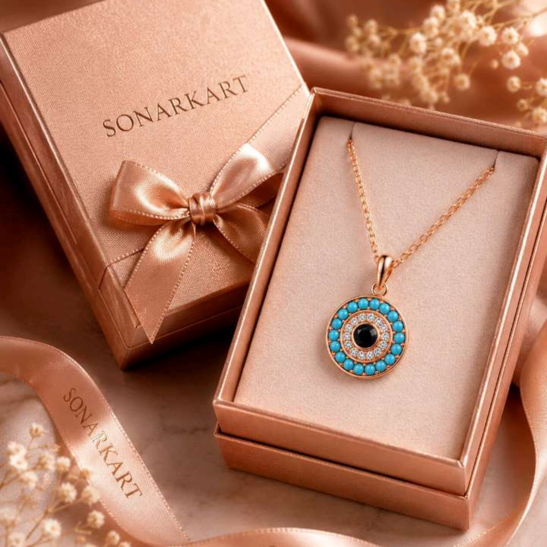Azure Guardian Evil Eye Pendant (Made With 925 Silver)