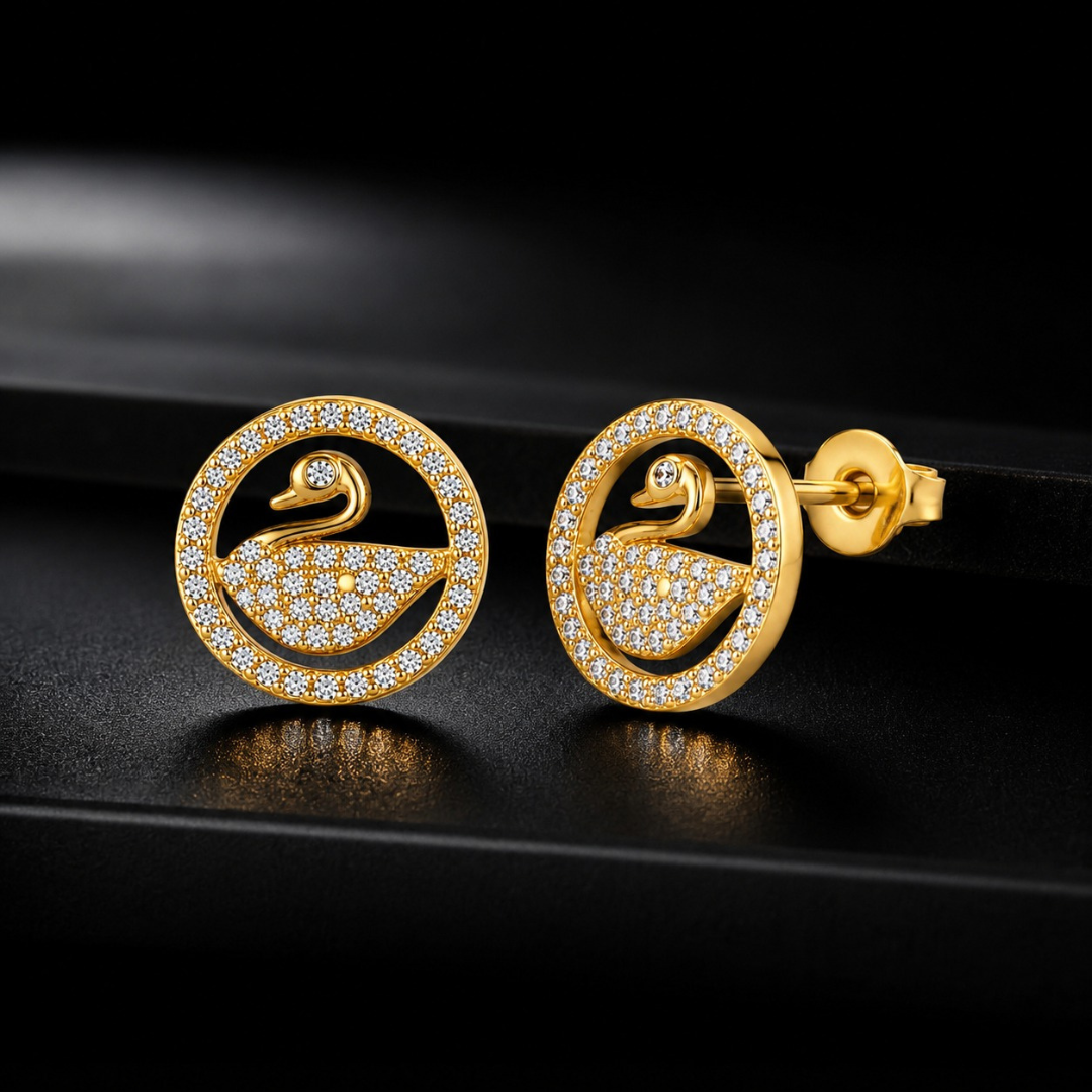 Swan Zircons Earring  (Made With 925 Silver)