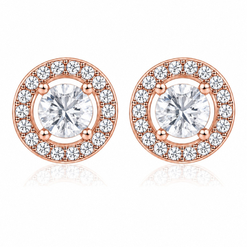 Radiant Halo Round Stud Earrings  (made with 925 silver)