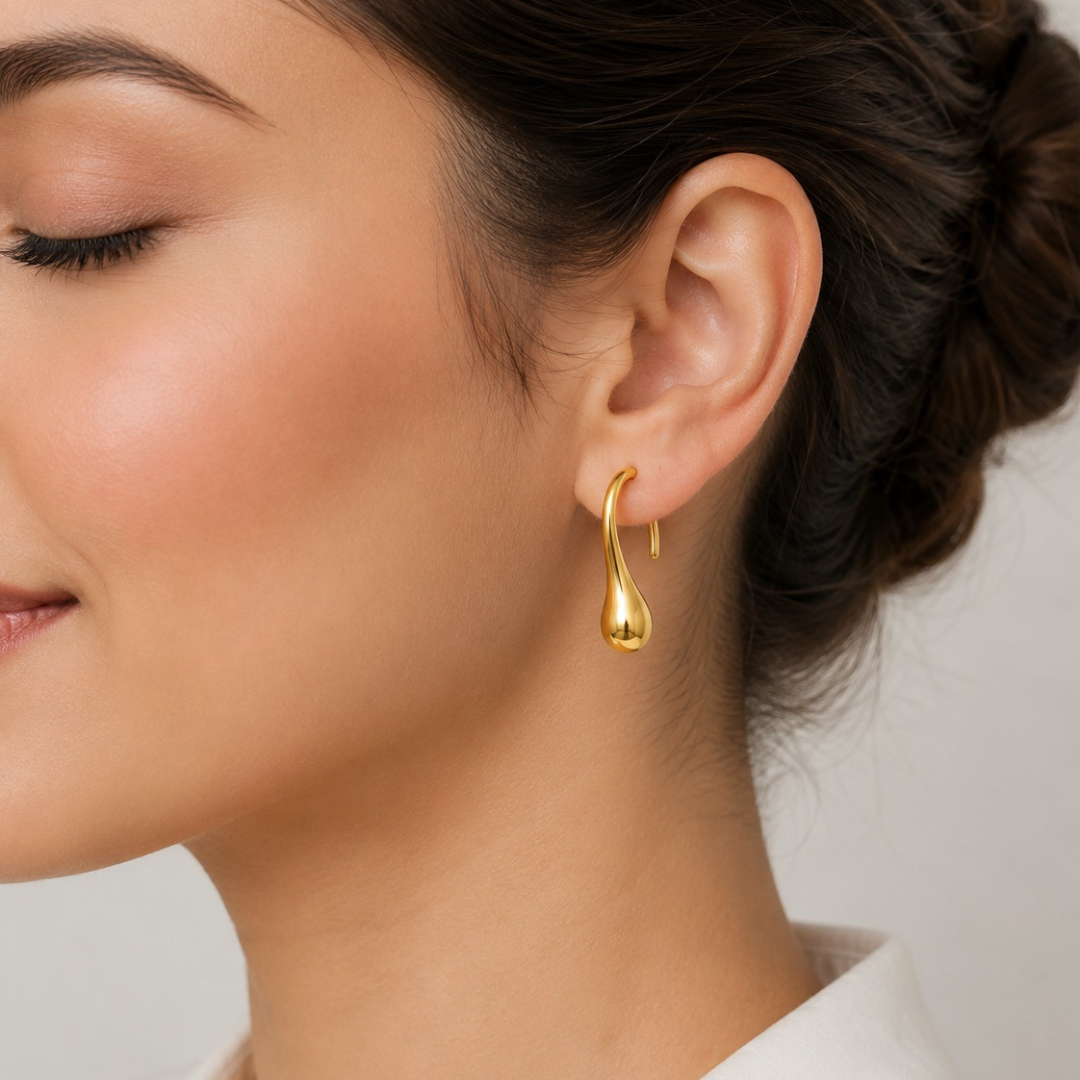 Minimalist Liquid Drop Hook Earring ( Made With 925 Silver)