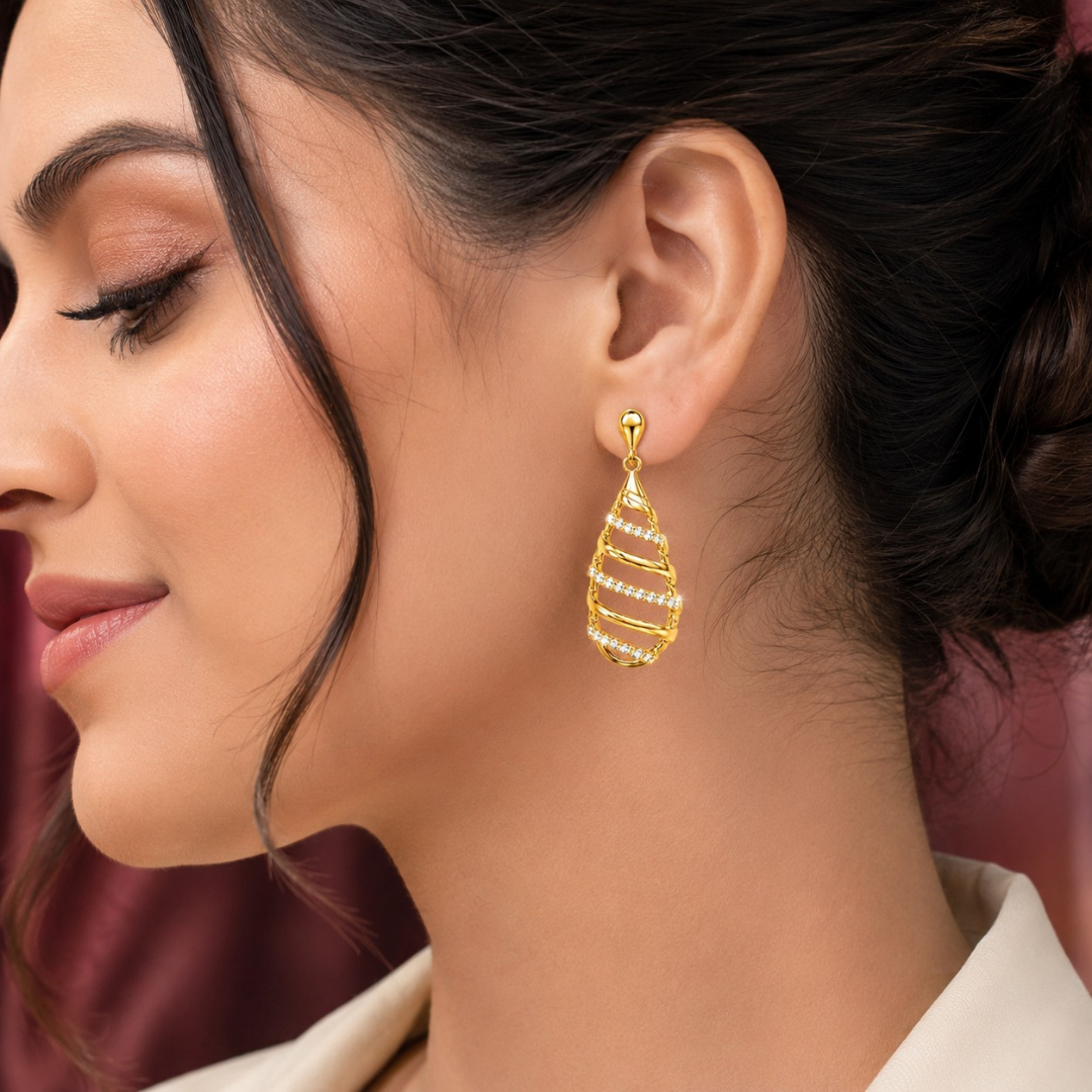 Spiral teardrop Earring     ( Made With 925 Silver)