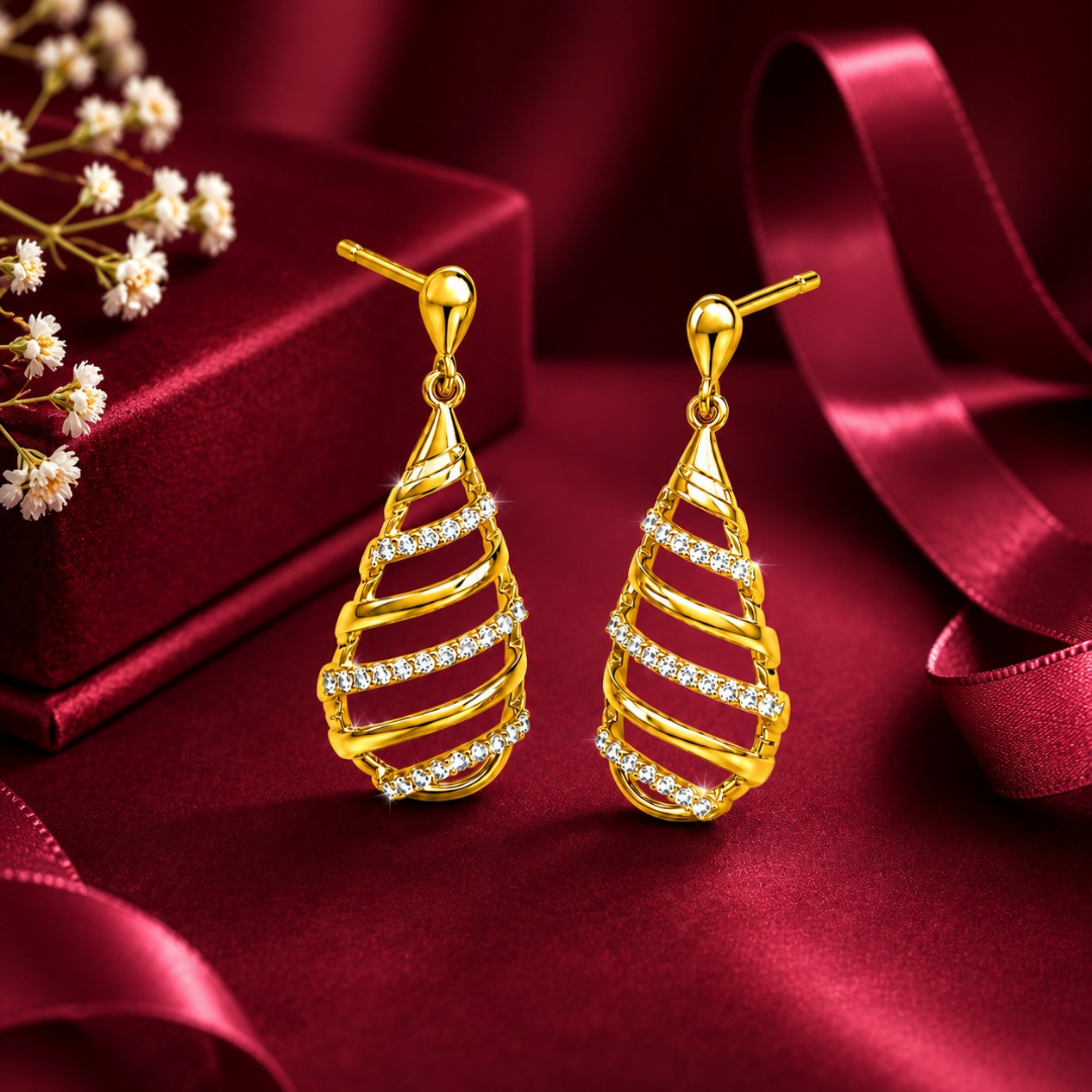 Spiral teardrop Earring     ( Made With 925 Silver)