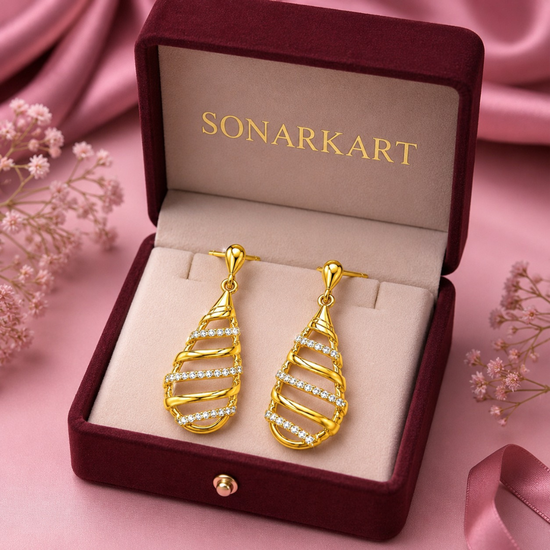 Spiral teardrop Earring     ( Made With 925 Silver)