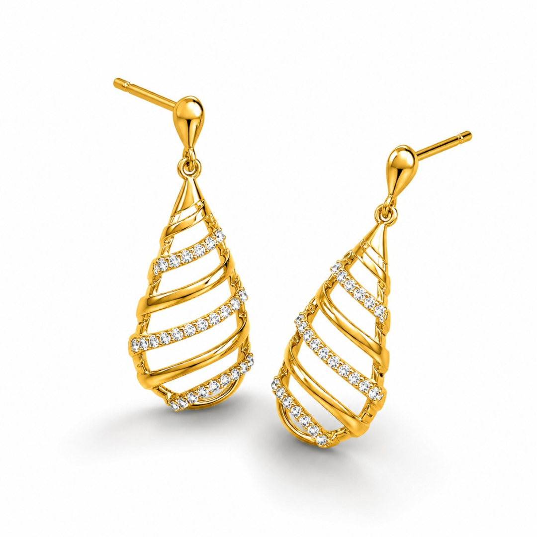 Spiral teardrop Earring     ( Made With 925 Silver)