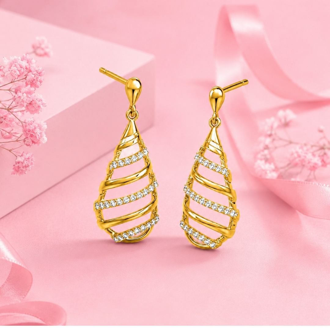 Spiral teardrop Earring     ( Made With 925 Silver)