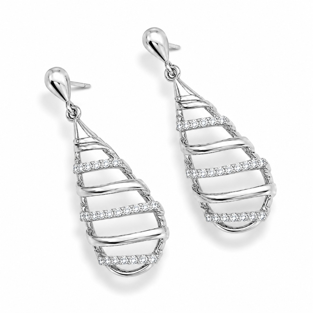 Spiral teardrop Earring     ( Made With 925 Silver)