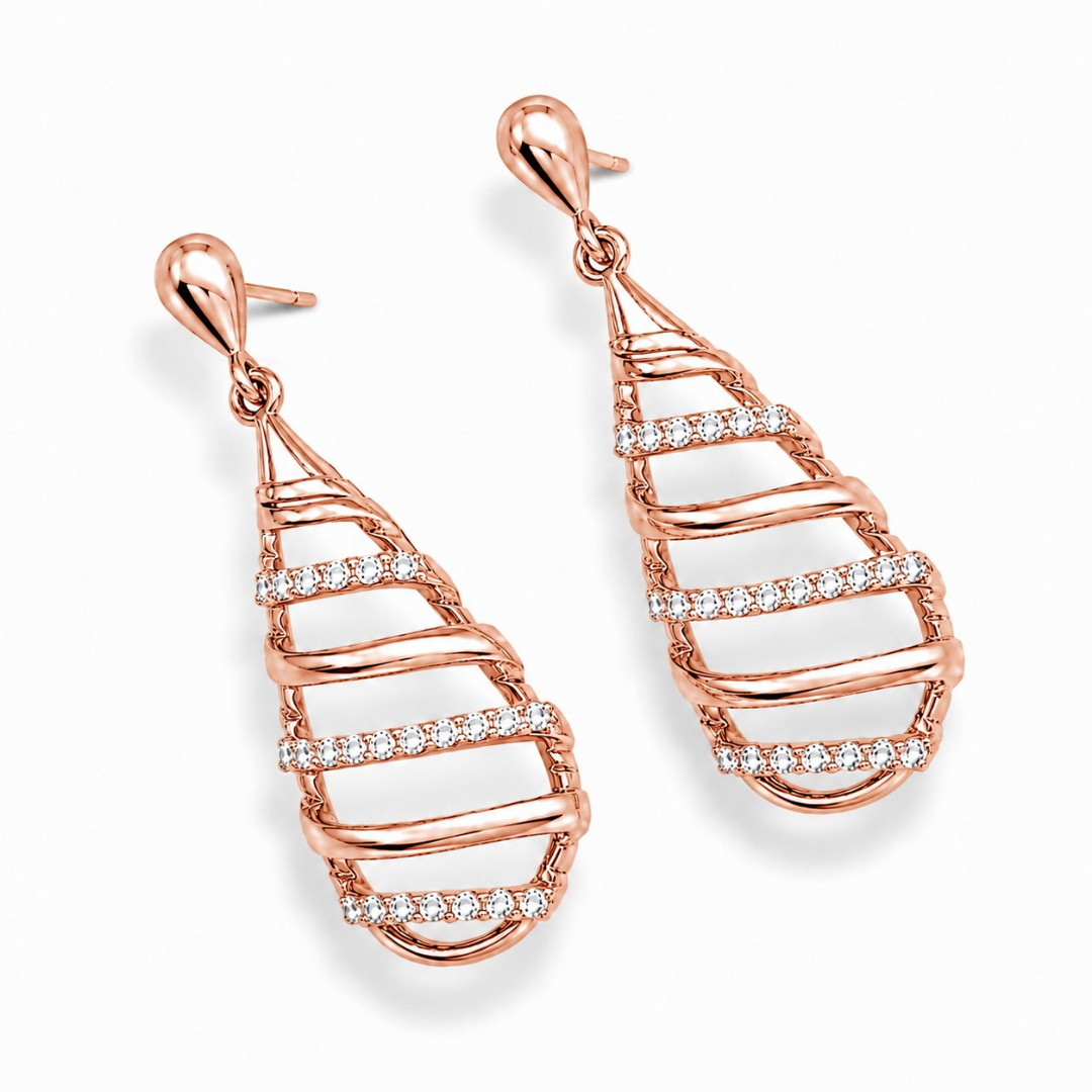 Spiral teardrop Earring     ( Made With 925 Silver)