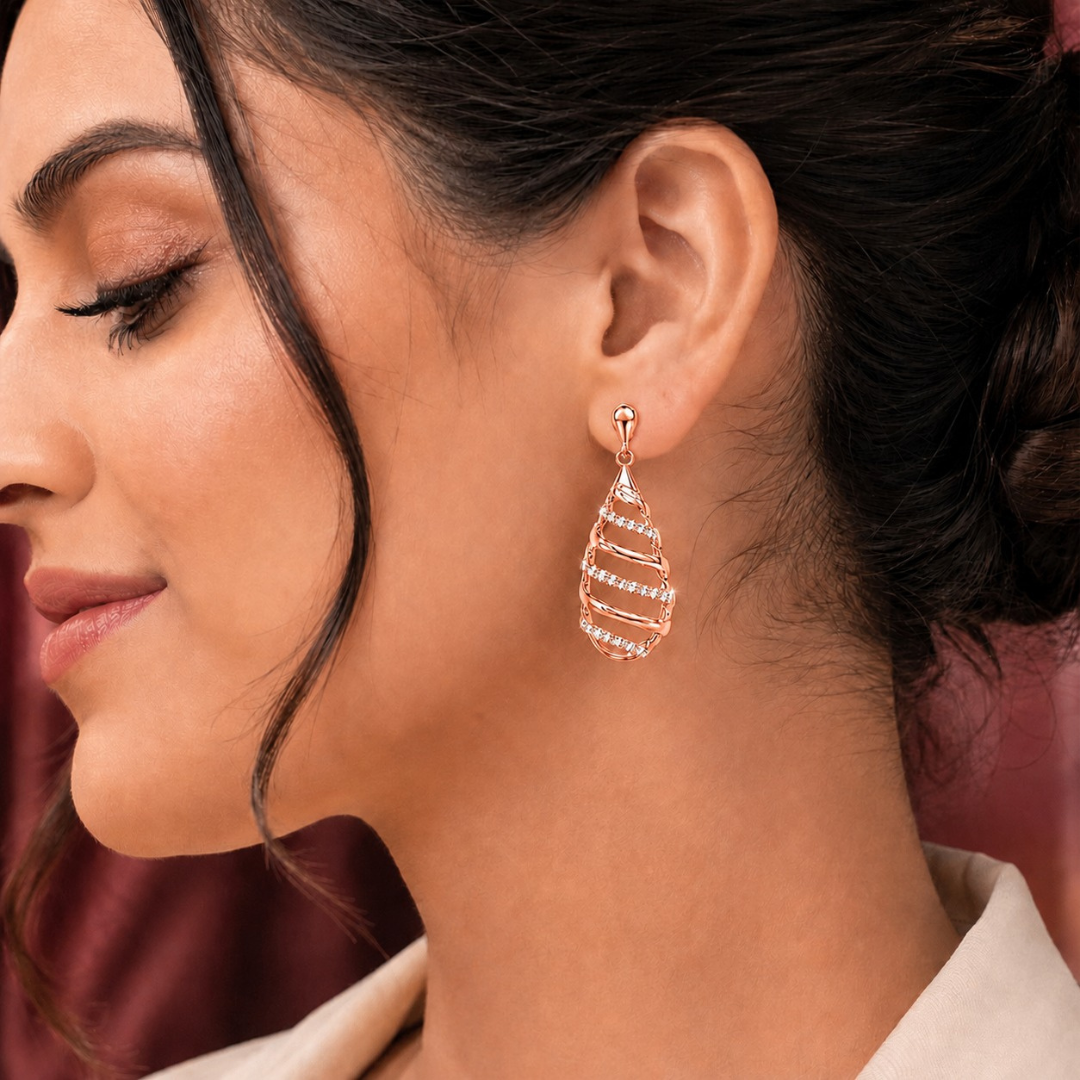 Spiral teardrop Earring     ( Made With 925 Silver)