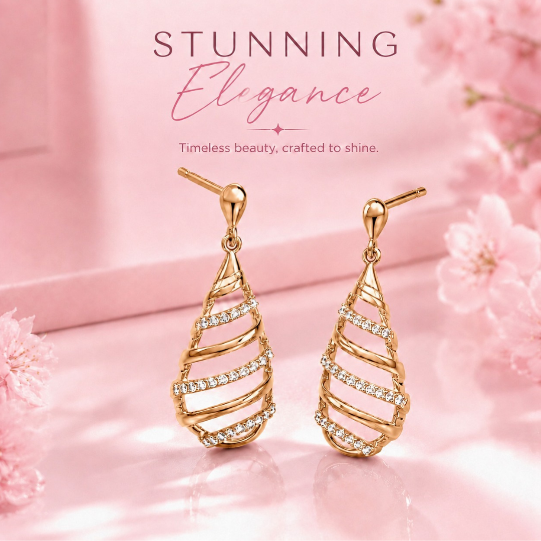 Spiral teardrop Earring     ( Made With 925 Silver)