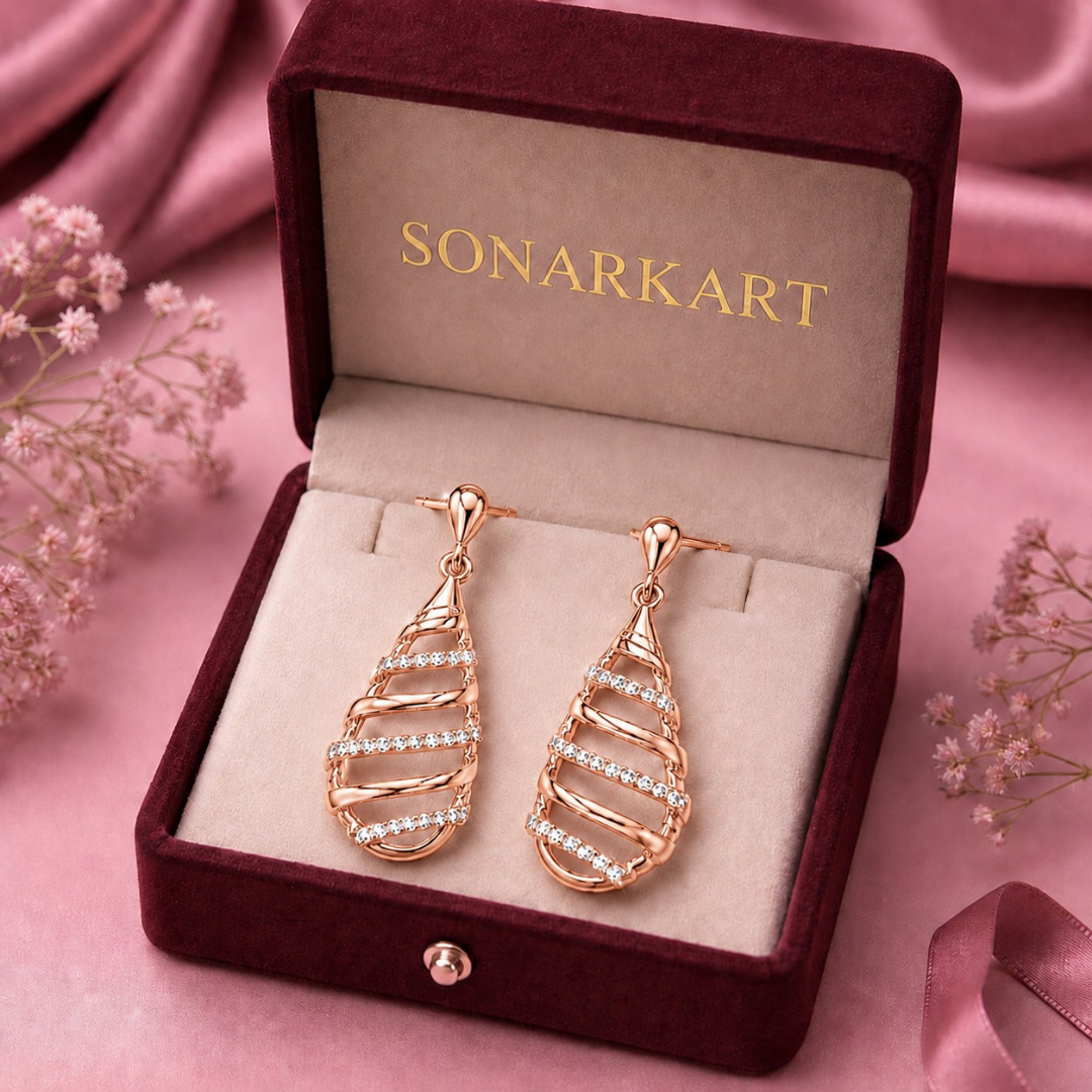 Spiral teardrop Earring     ( Made With 925 Silver)