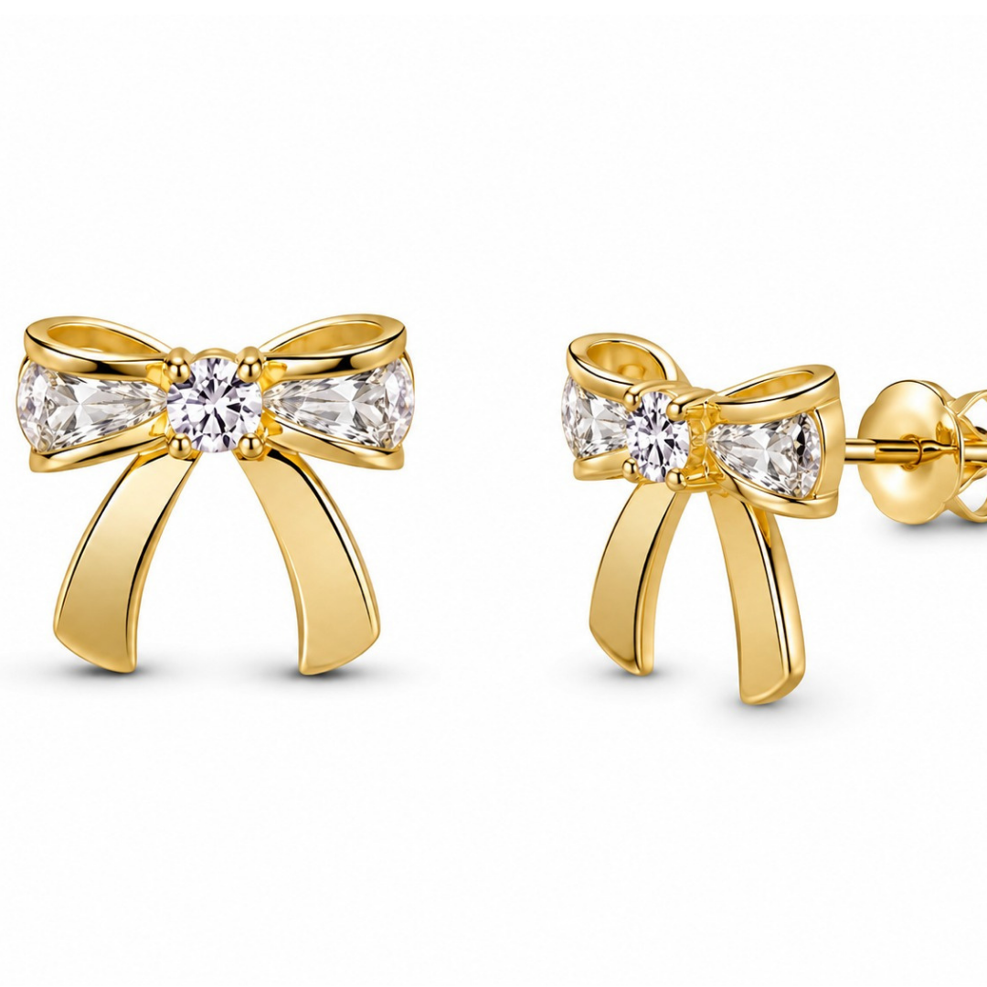Ribbon Bow Earring  (Made With 925 Silver)