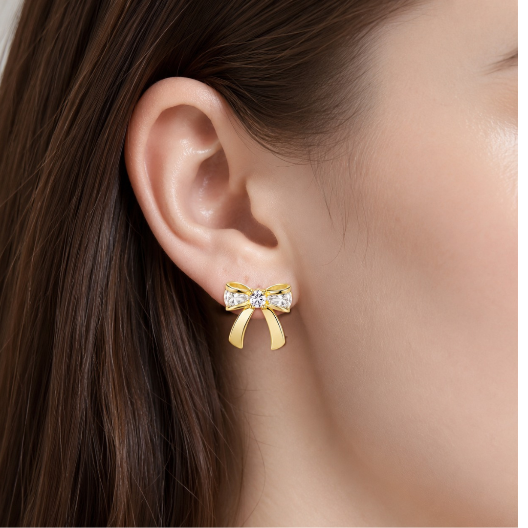 Ribbon Bow Earring  (Made With 925 Silver)