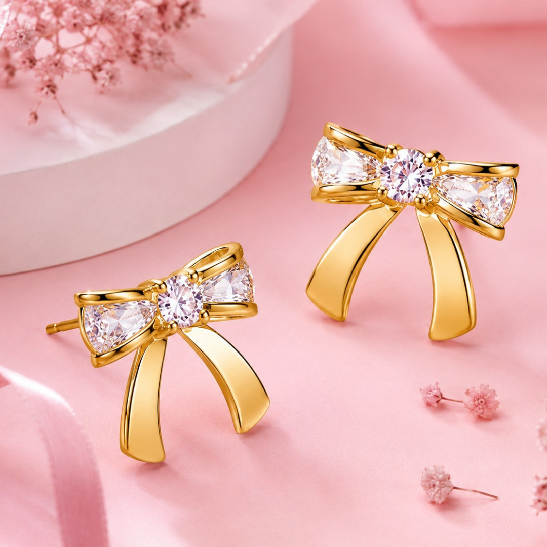 Ribbon Bow Earring  (Made With 925 Silver)