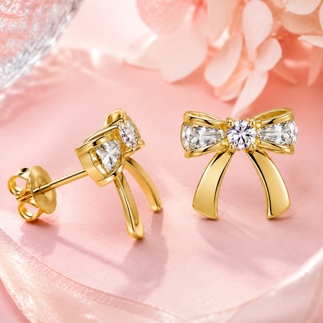 Ribbon Bow Earring  (Made With 925 Silver)