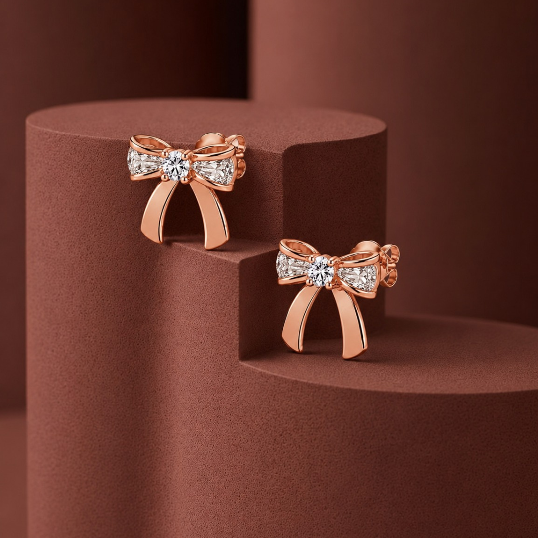 Ribbon Bow Earring  (Made With 925 Silver)