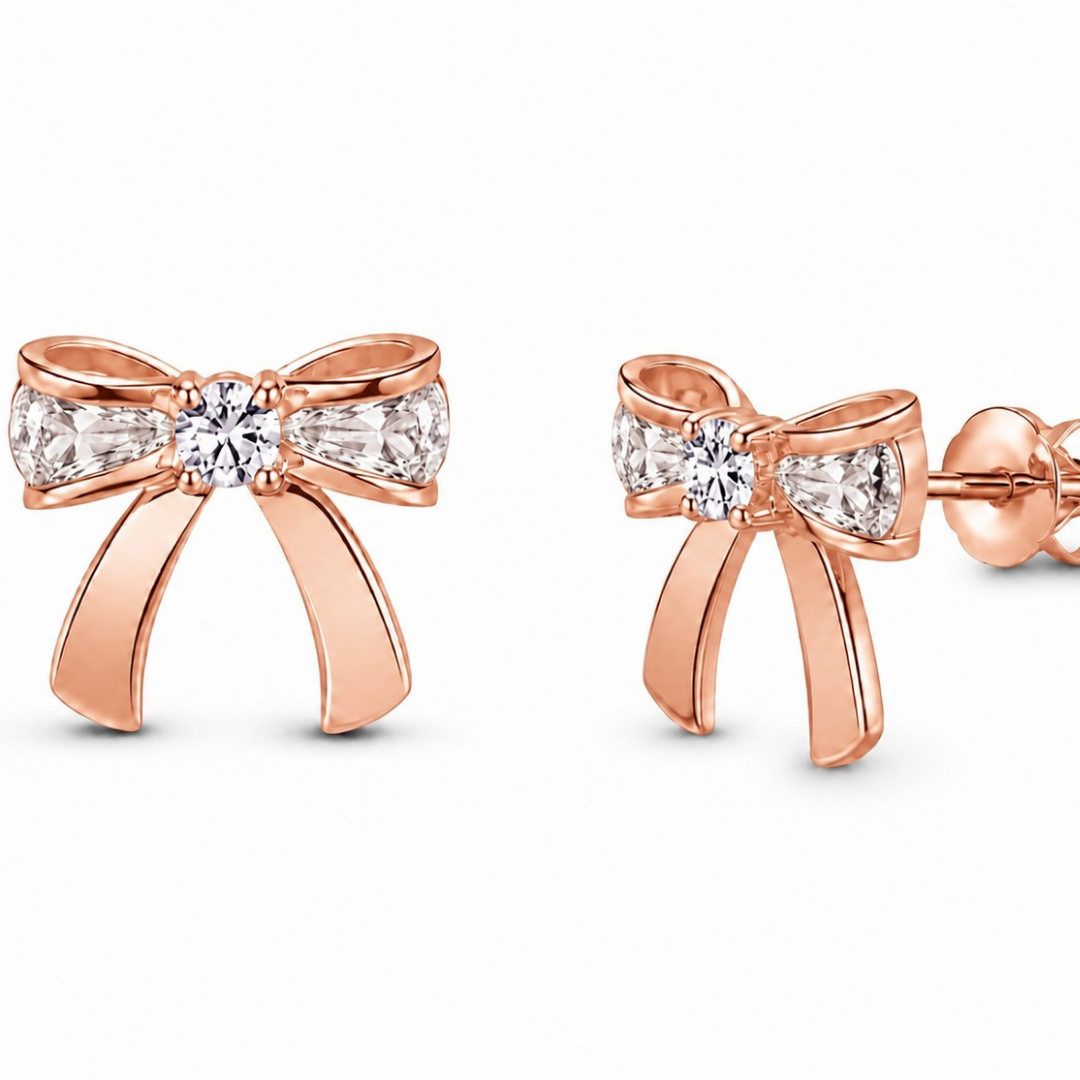 Ribbon Bow Earring  (Made With 925 Silver)