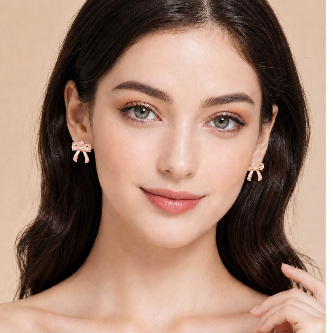 Ribbon Bow Earring  (Made With 925 Silver)