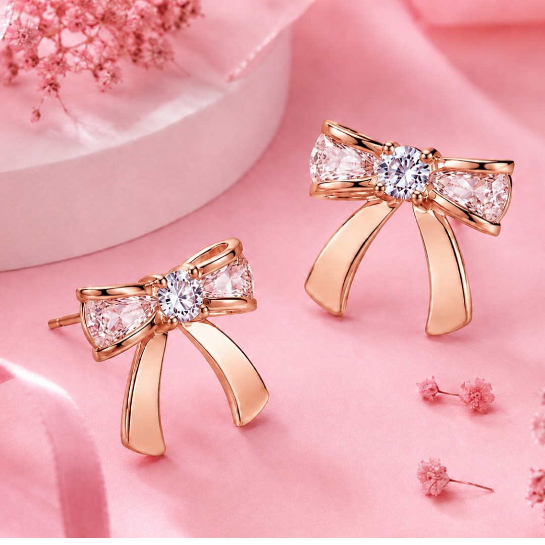 Ribbon Bow Earring  (Made With 925 Silver)