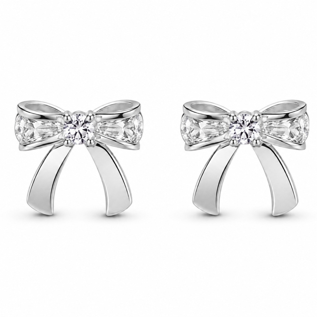 Ribbon Bow Earring  (Made With 925 Silver)