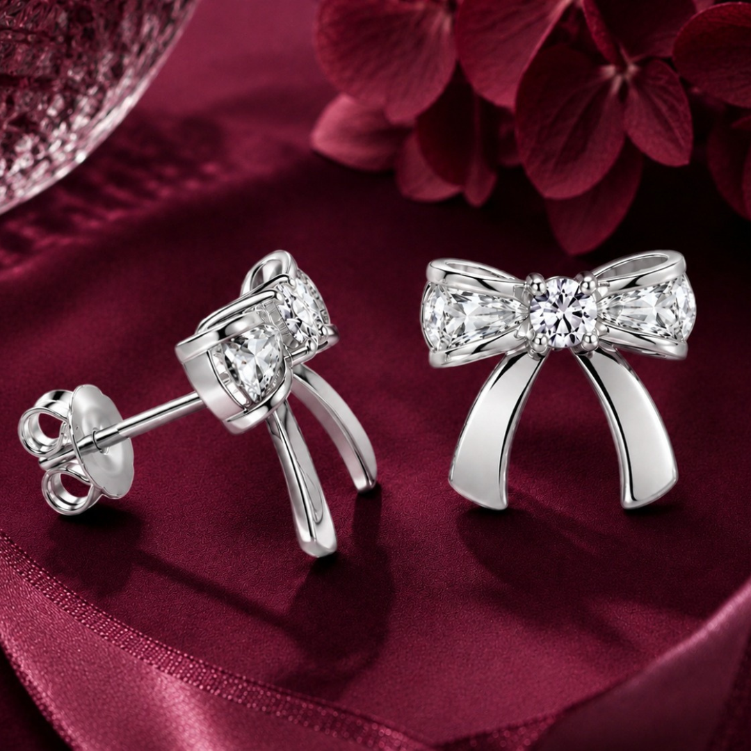 Ribbon Bow Earring  (Made With 925 Silver)