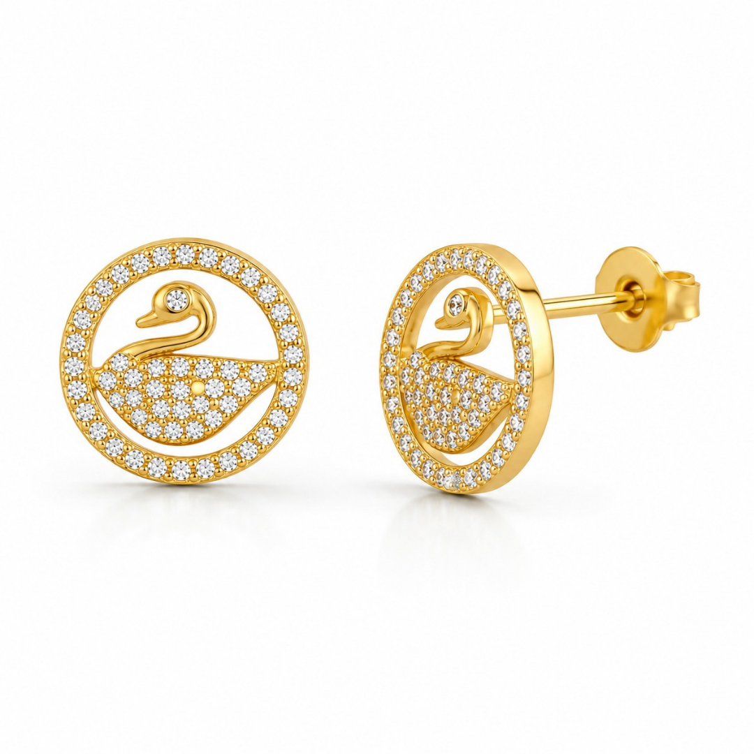 Swan Zircons Earring  (Made With 925 Silver)