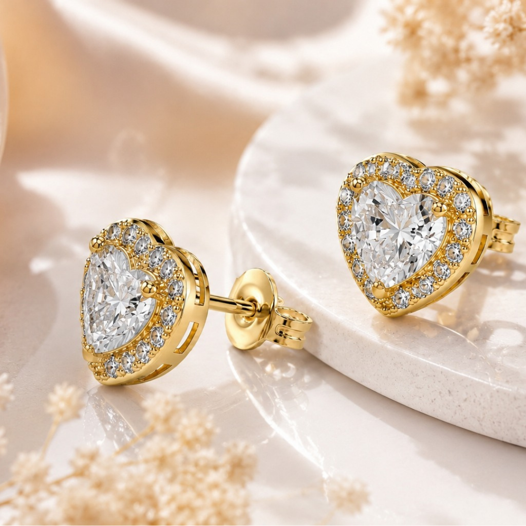 Eternal Heart Halo Earrings  (made with 925 silver)