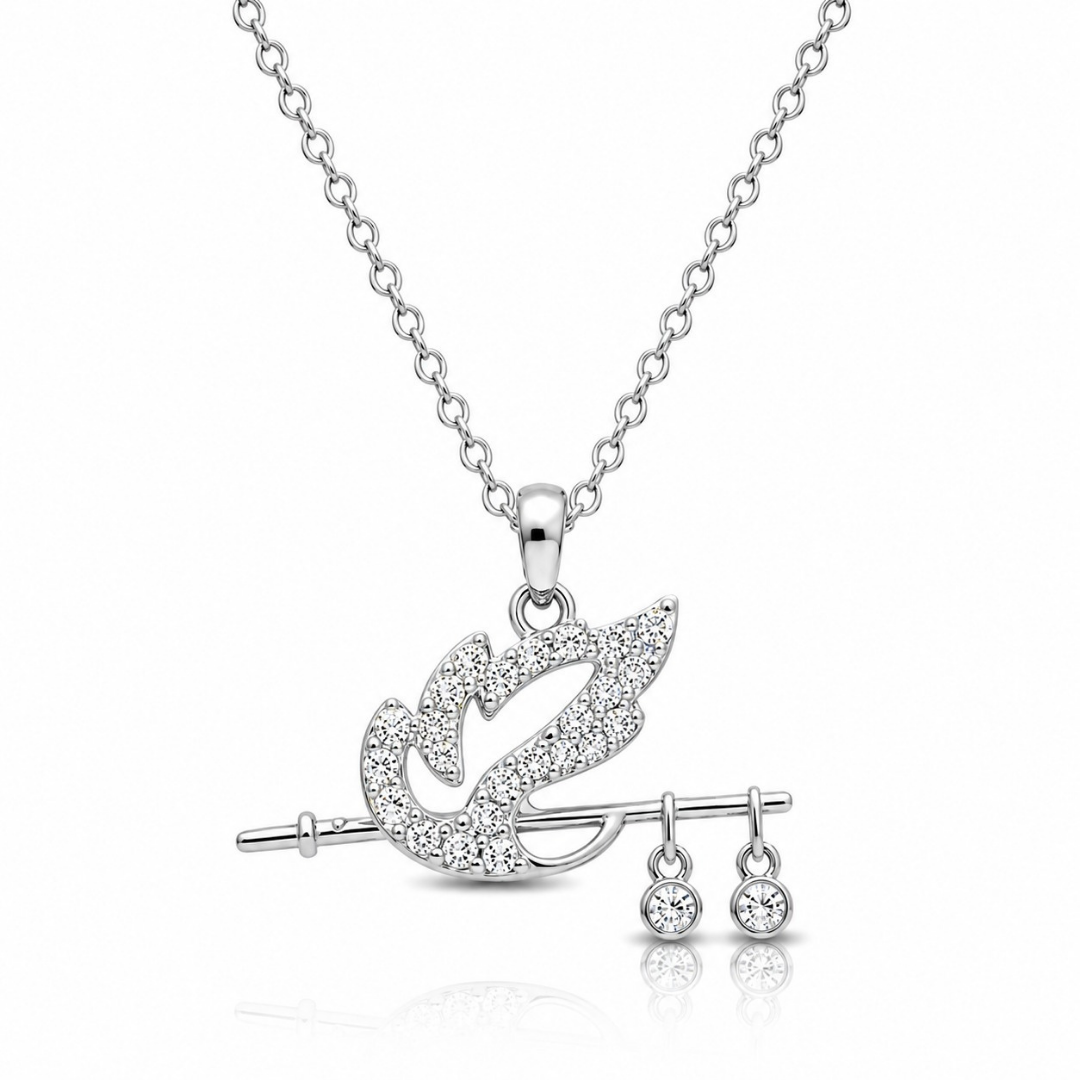 Krishna Flute Feather Pendant (Made With 925 Silver)