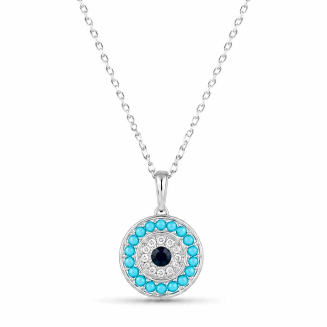 Azure Guardian Evil Eye Pendant (Made With 925 Silver)