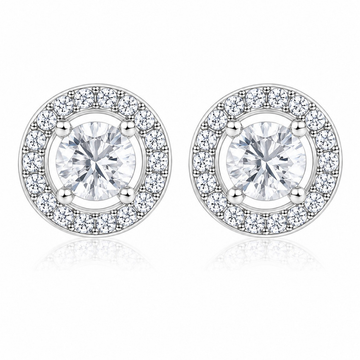 Radiant Halo Round Stud Earrings  (made with 925 silver)