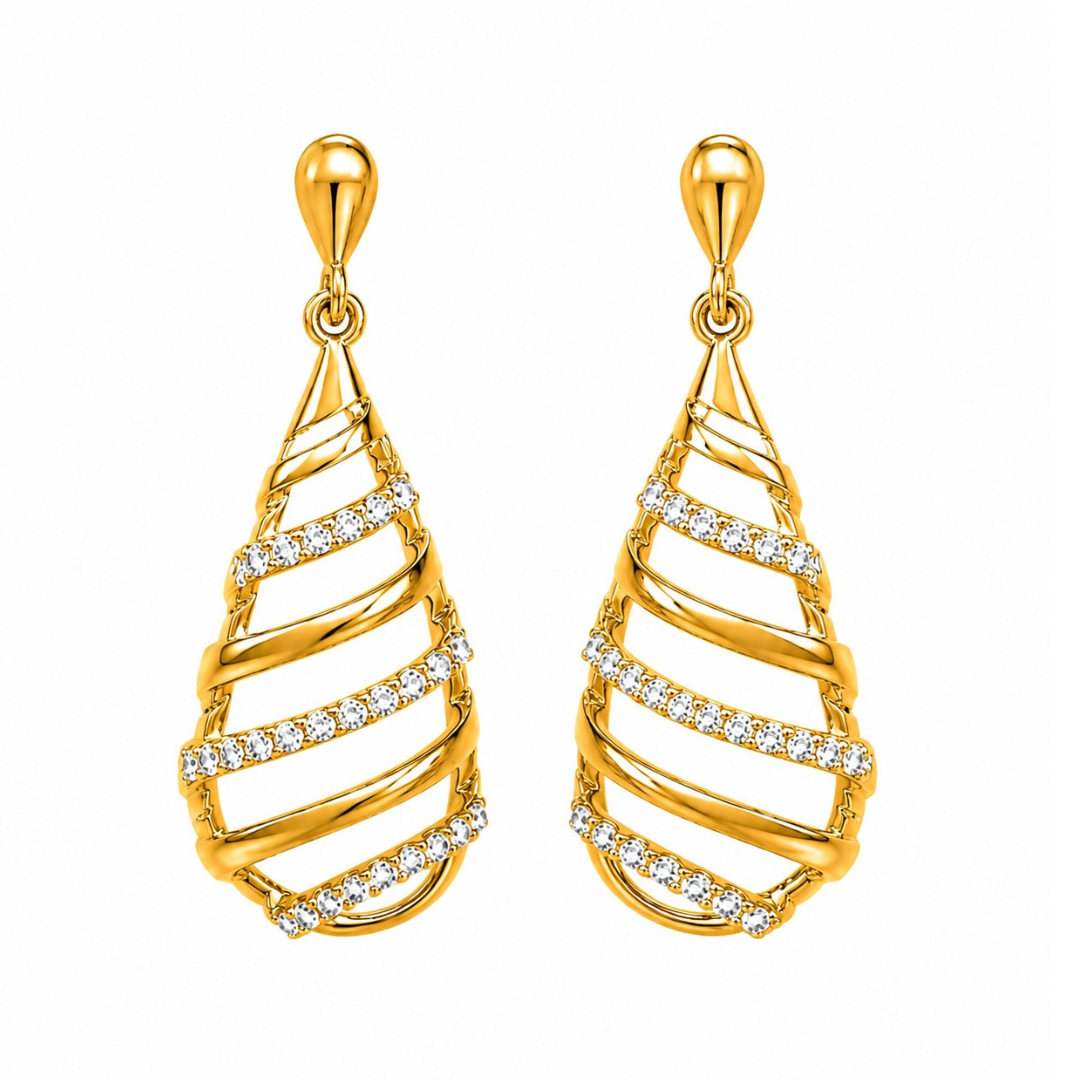 Spiral teardrop Earring     ( Made With 925 Silver)