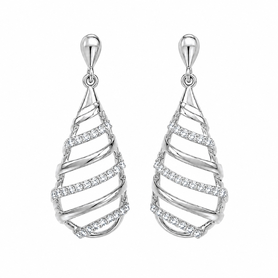 Spiral teardrop Earring     ( Made With 925 Silver)