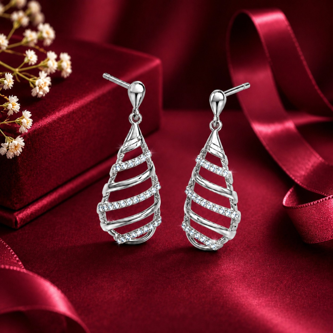 Spiral teardrop Earring     ( Made With 925 Silver)