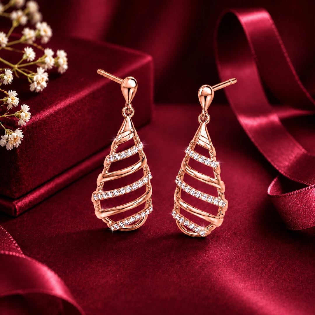 Spiral teardrop Earring     ( Made With 925 Silver)