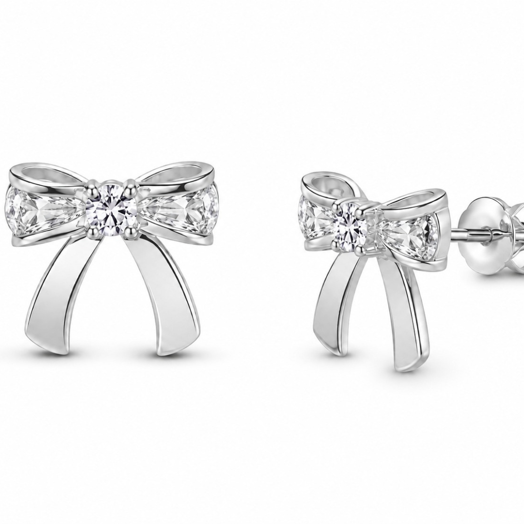 Ribbon Bow Earring  (Made With 925 Silver)