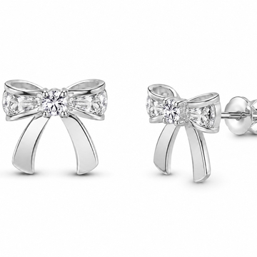 Ribbon Bow Earring  (Made With 925 Silver)