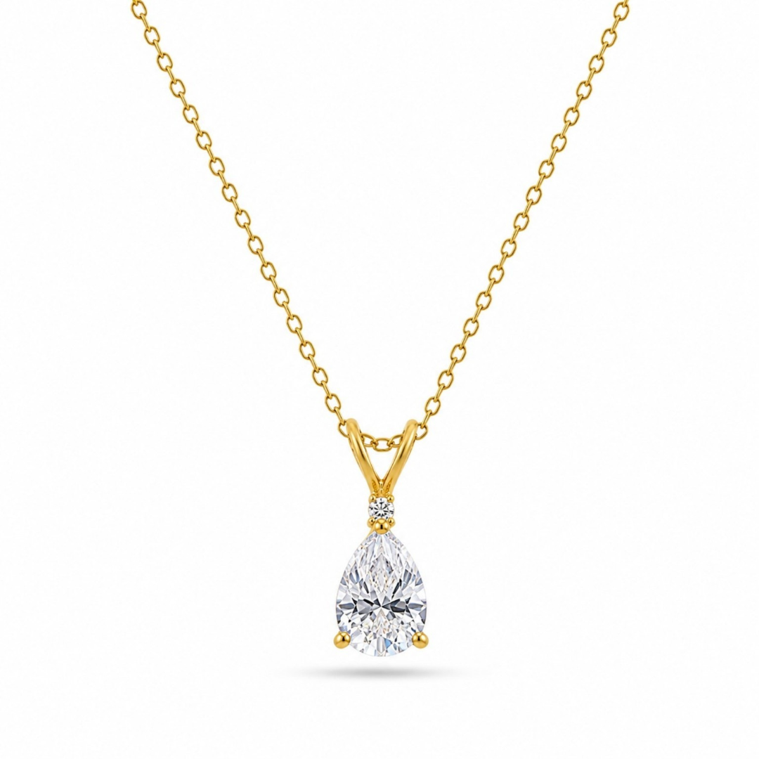 Aurora Teardrop Solitaire Pendent (Made With 925 Silver)